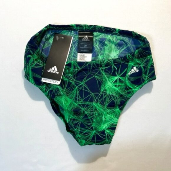 adidas Size "30" Men's Supernova Infinitex Plus Swim Brief - Green/Navy/White - Picture 2 of 8